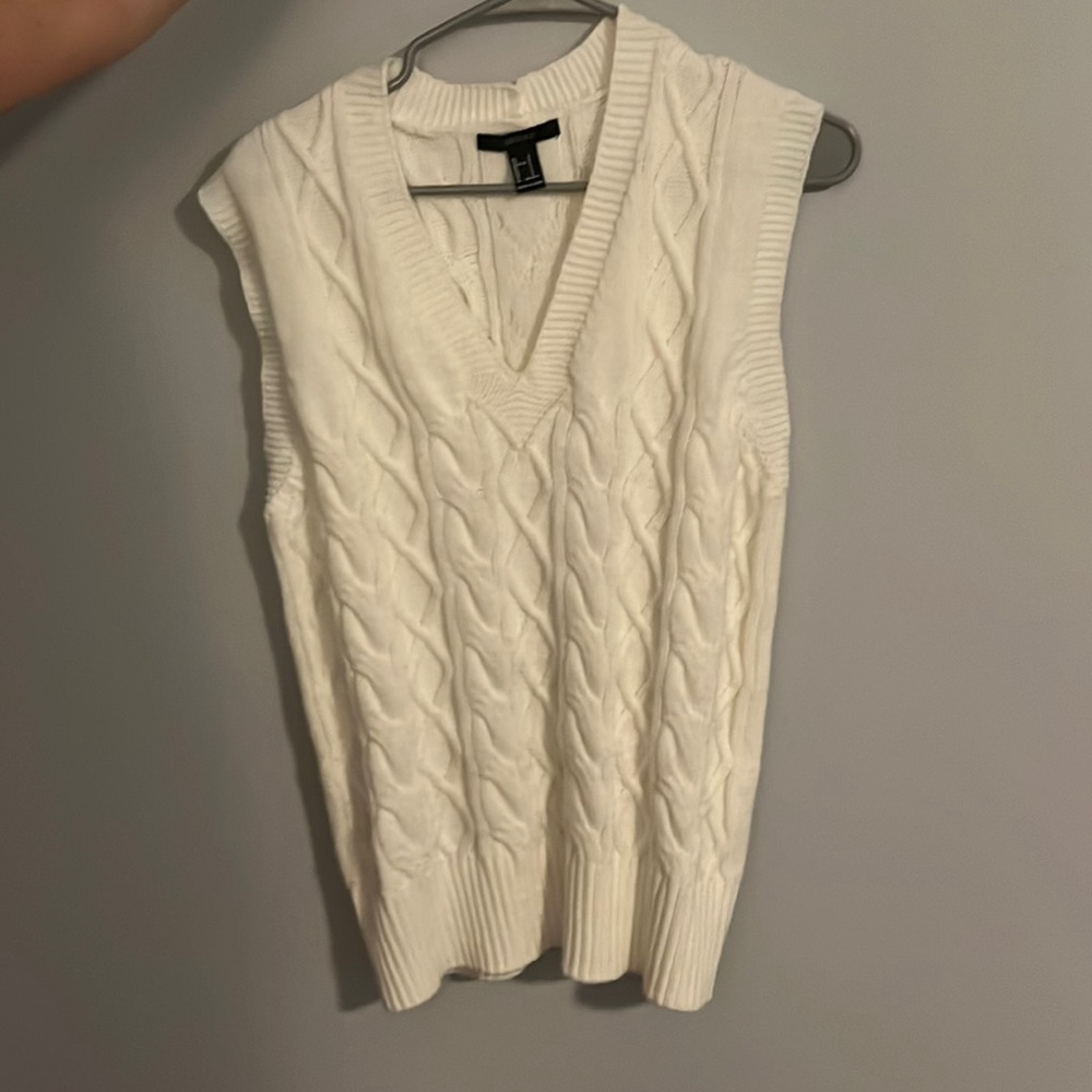 White crochet sweater vest from Forever 21